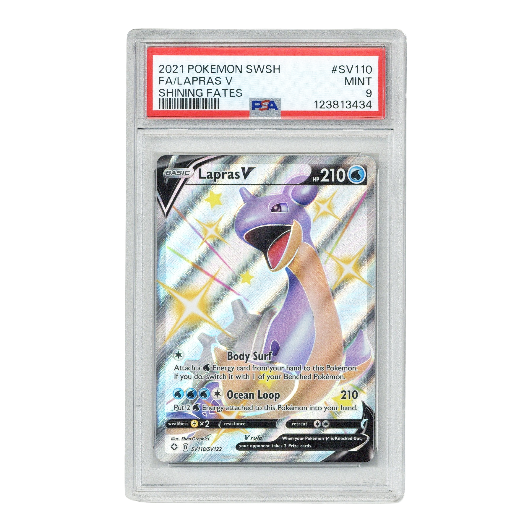 holographic lapras card 2021 Pokemon Sword & Shield Shining Fates Sv110 V - PSA 9 interior:heather wool NOTIFYLOWSTOCK;10 Perfect for collectors and Yugioh Hazy Flame Deck