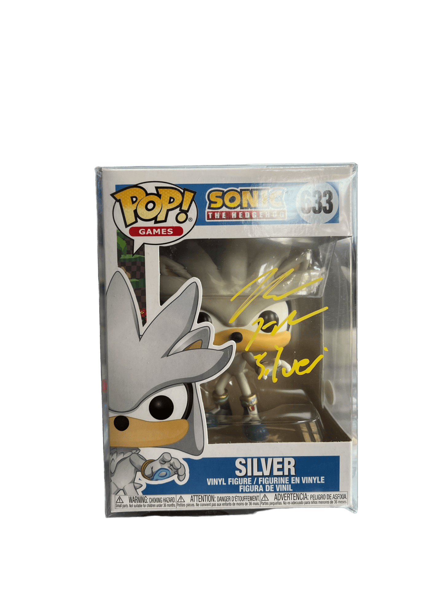 Bryce Papenbrook Signed Silver Sonic The Hedgehog Funko POP 633 JSA COA - NERD BLVD