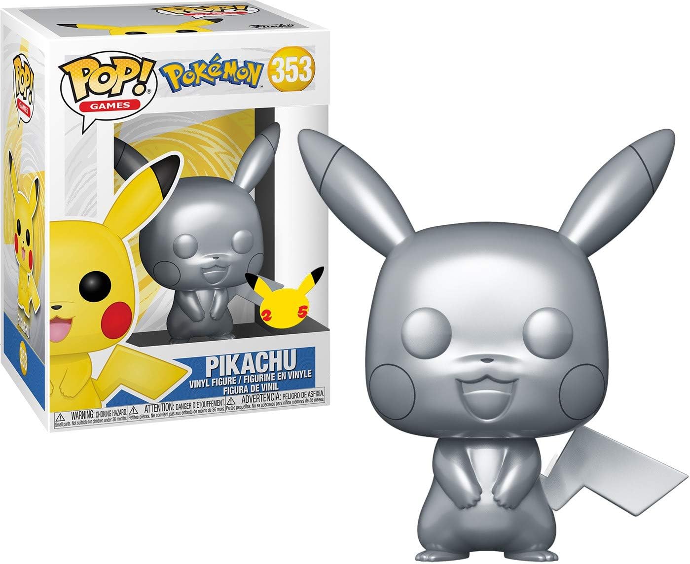 Funko Pop: Games - Pokemon - Pikachu Figure #353 (Silver)