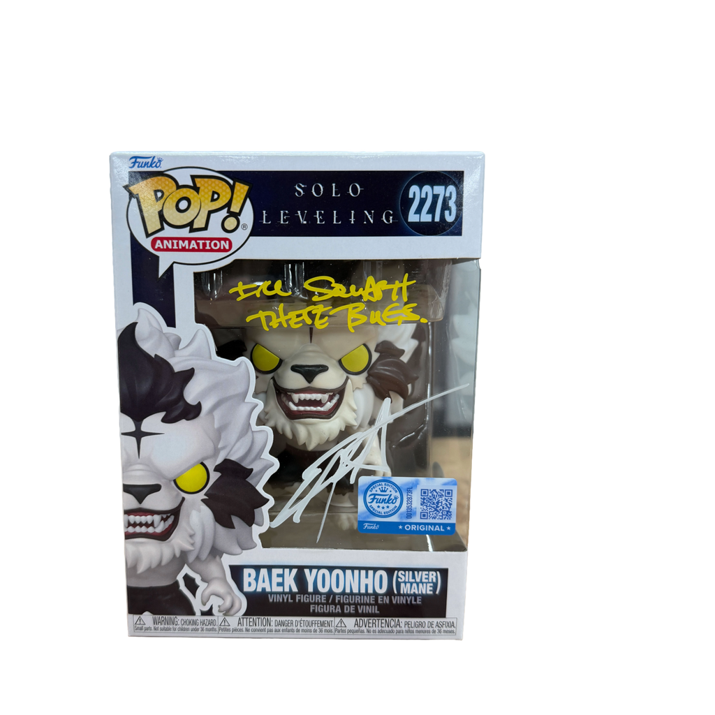 Christopher Sabat Signed Funko Pop! – Solo Leveling Baek Yoonho (Silver Mane) with Quote #2273 (JSA COA)