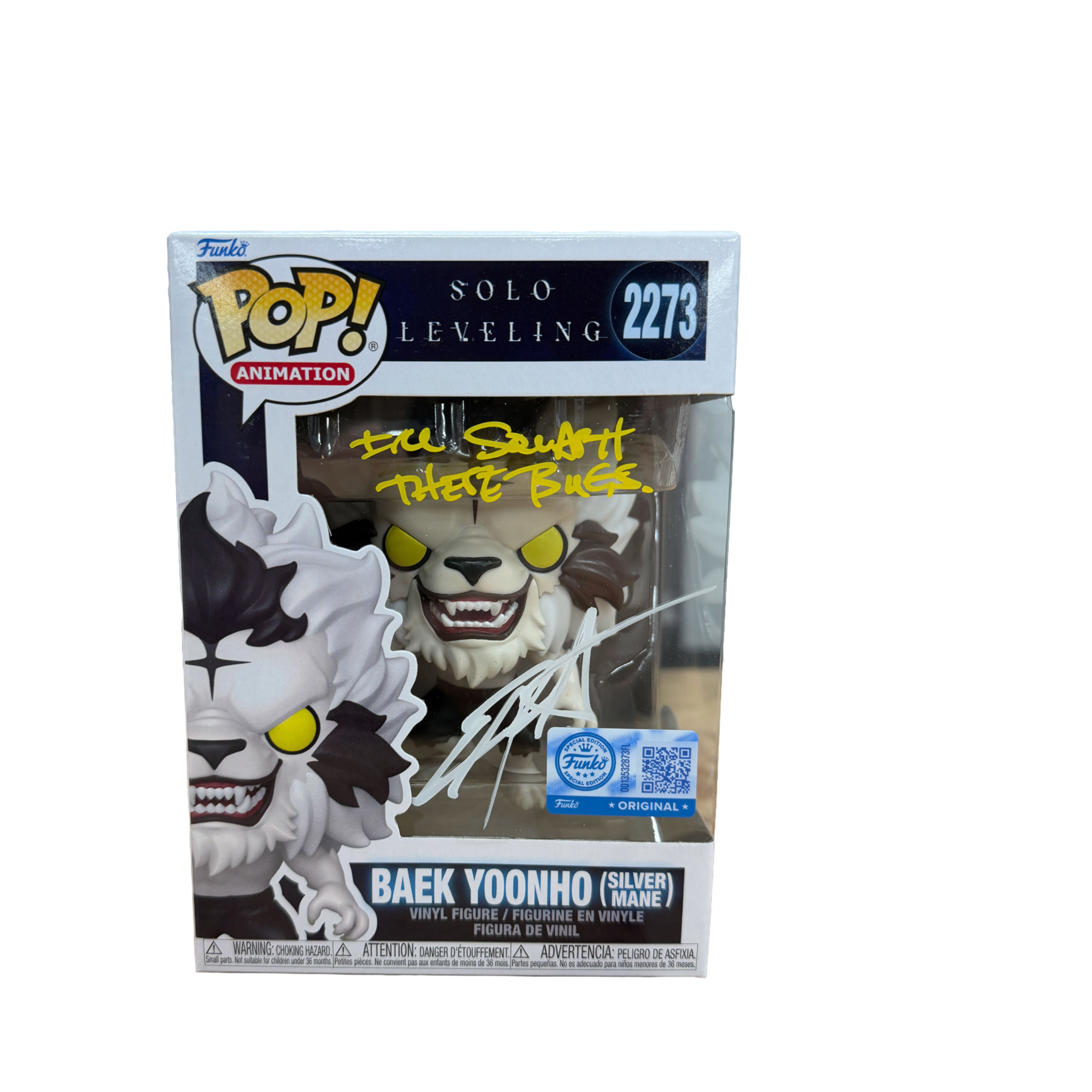Christopher Sabat Signed Funko Pop! – Solo Leveling Baek Yoonho (Silver Mane) with Quote #2273 (JSA COA)