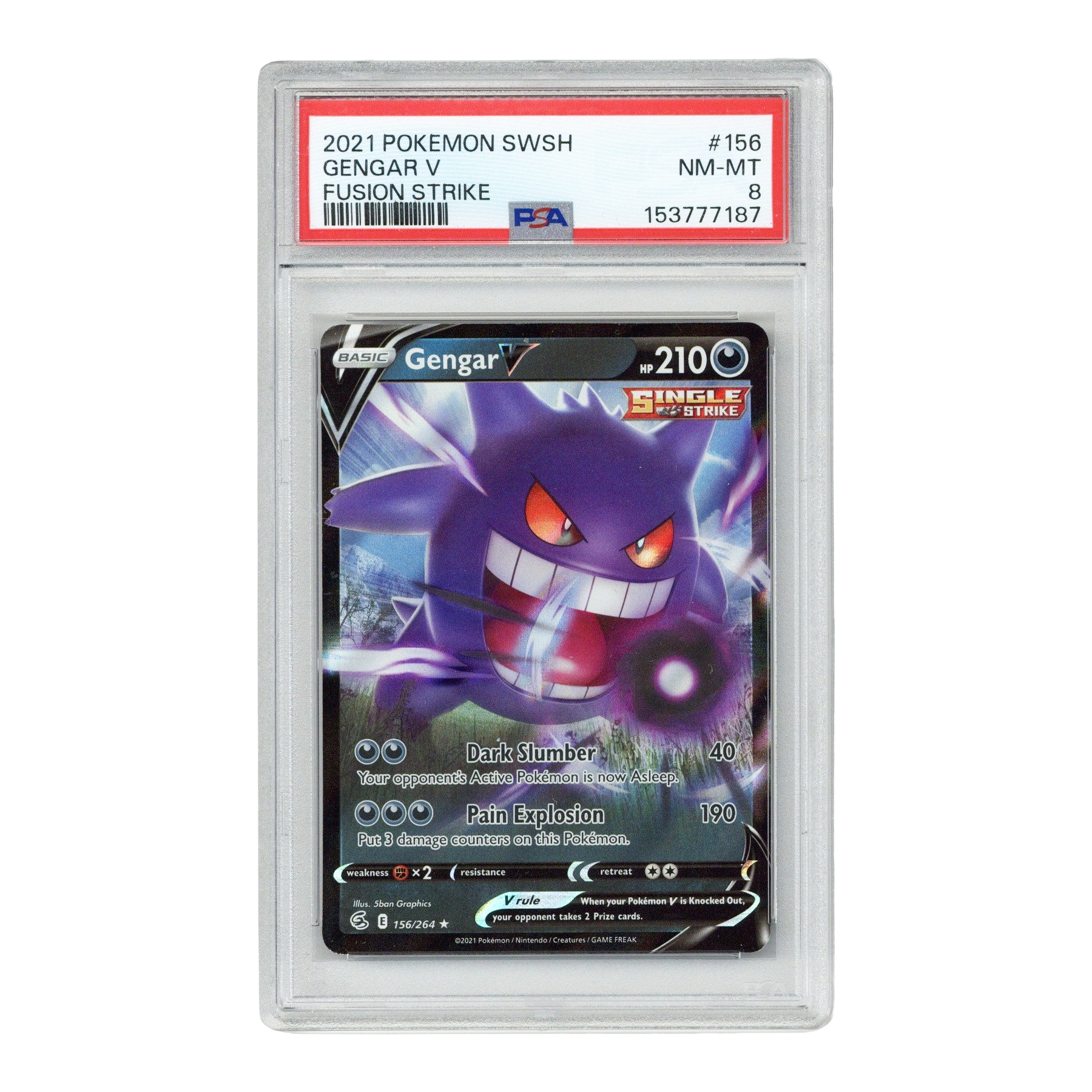 2021 Pokemon SWSH - Gengar V #156 Fusion Strike (PSA 8)