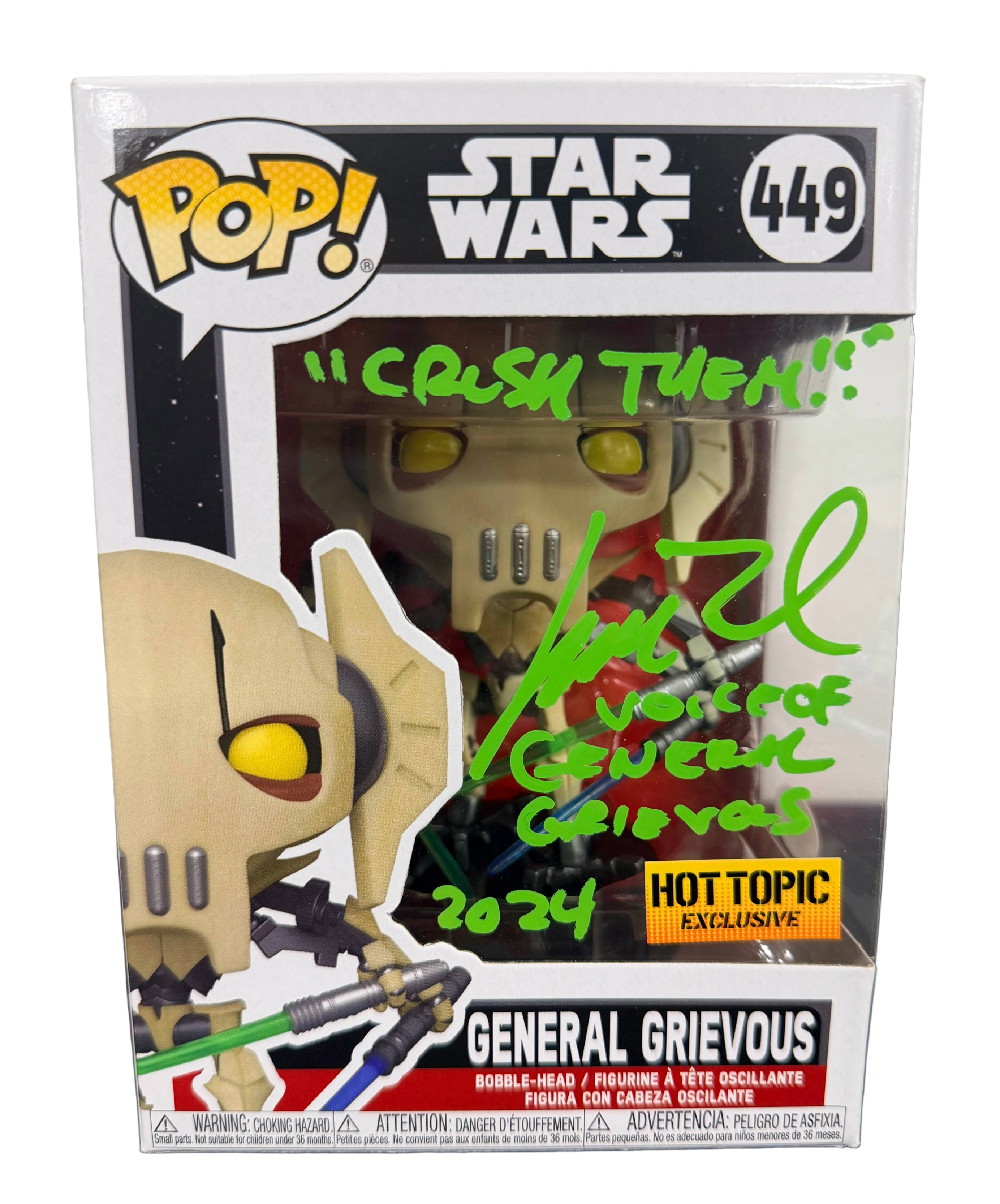 Matthew Wood Signed Funko Pop Hot Topic Exclusive - Star Wars General Grievous #449 (JSA COA)