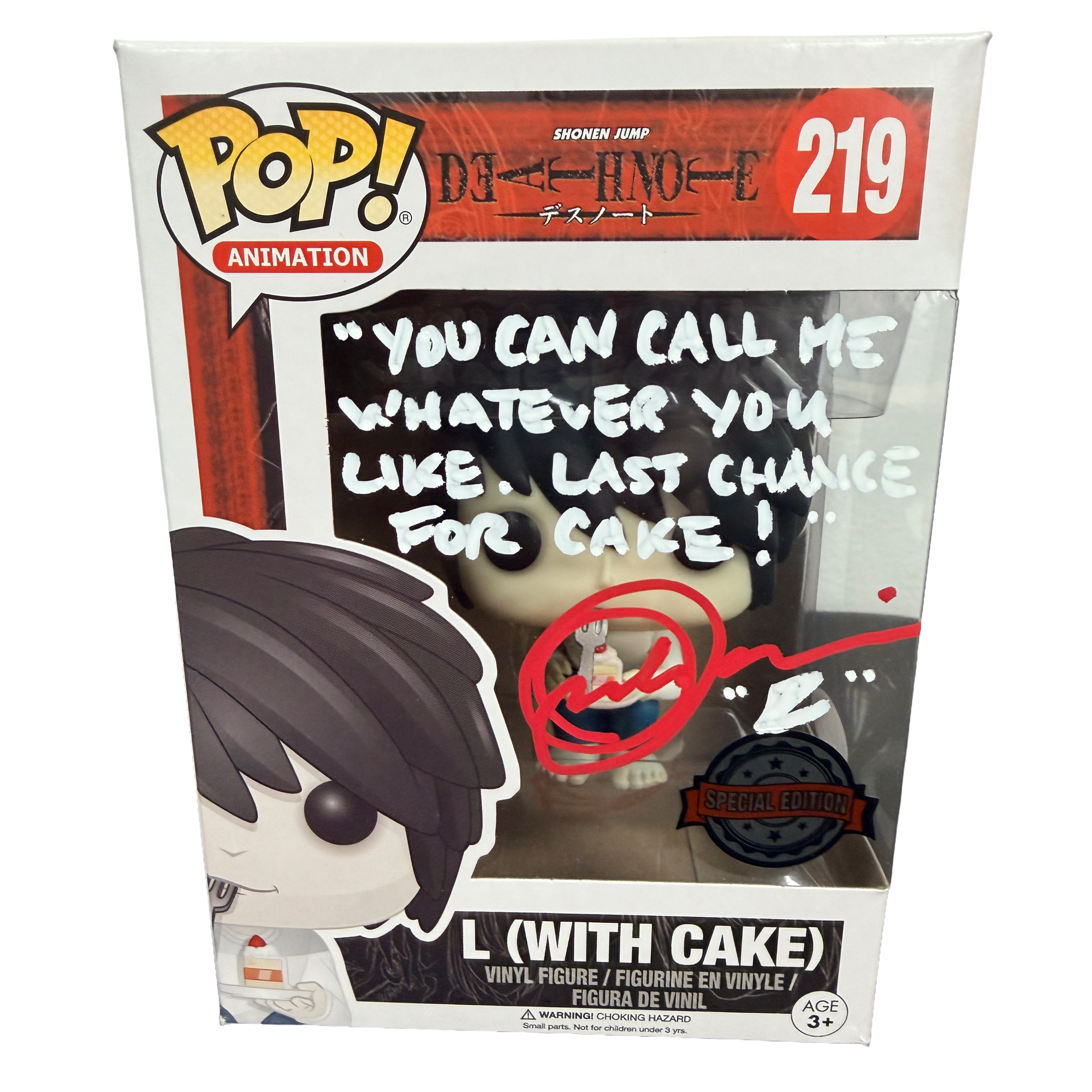 Alessandro Juliani Signed Funko Pop! – Death Note L (with Cake) #219 Special Edition (JSA COA)