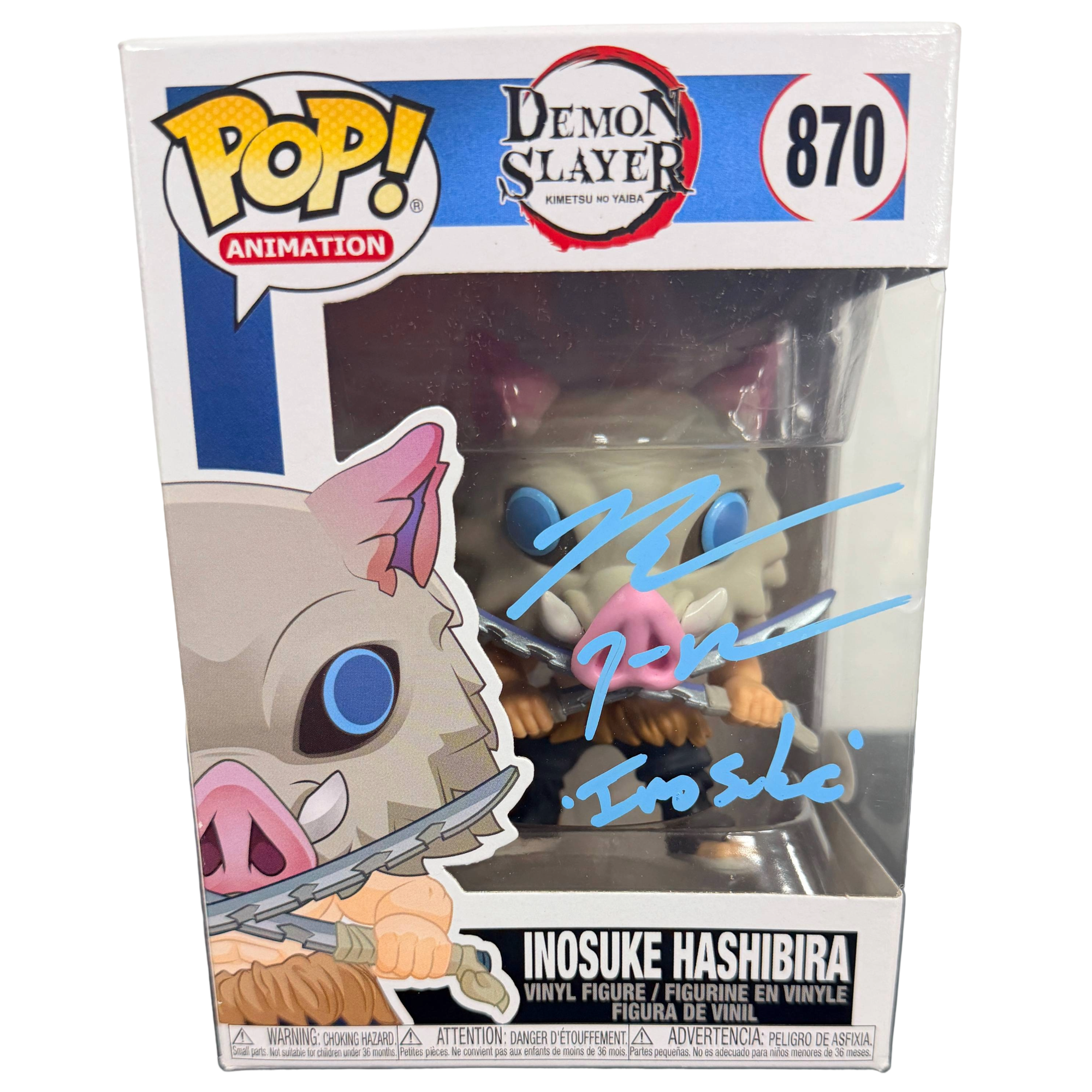 Bryce Papenbrook Signed Funko Pop! – Demon Slayer Inosuke Hashibira #870 (JSA COA)