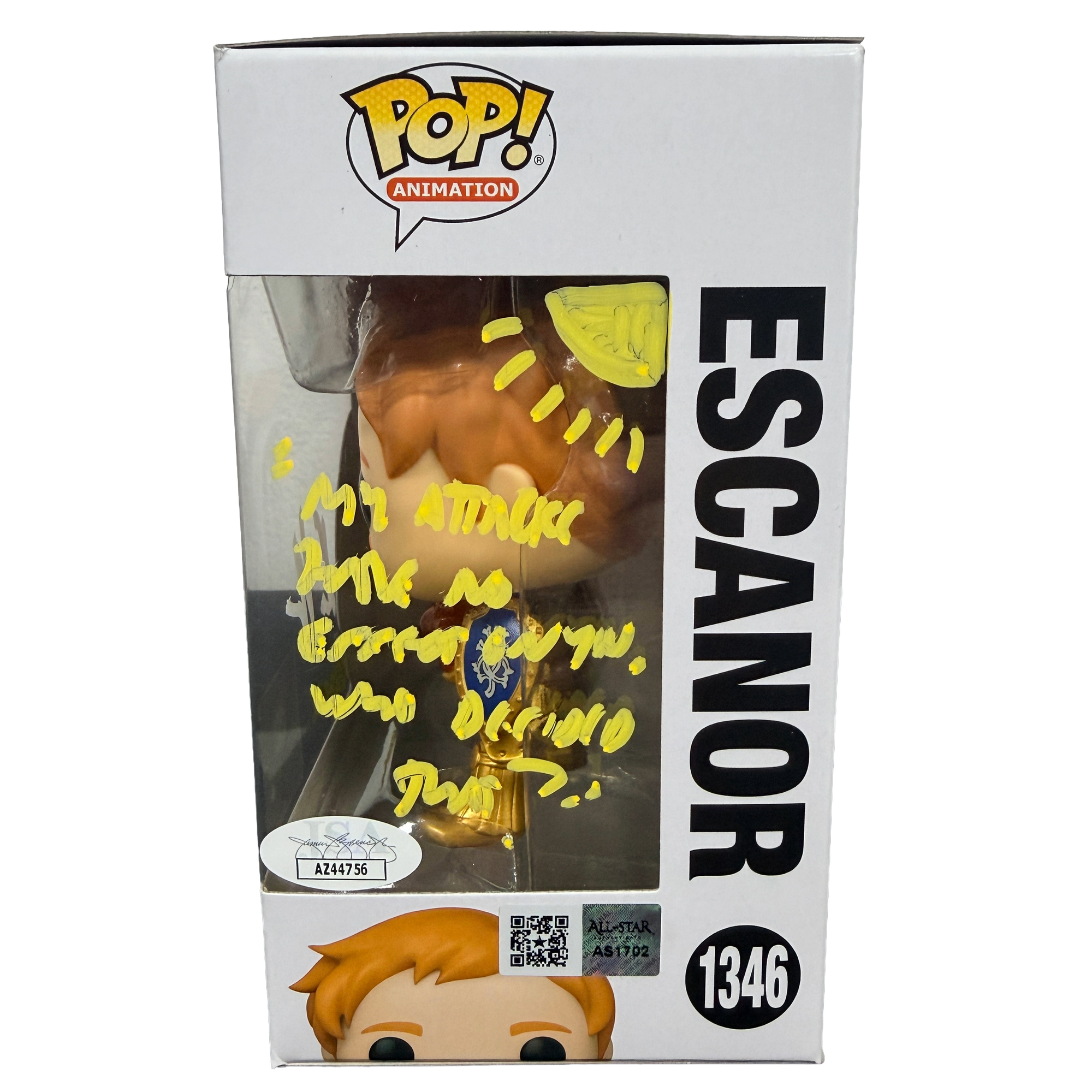 Kyle Herbert Signed Funko Pop! – The Seven Deadly Sins Escanor with Quote & Sketch #1346 (JSA COA)