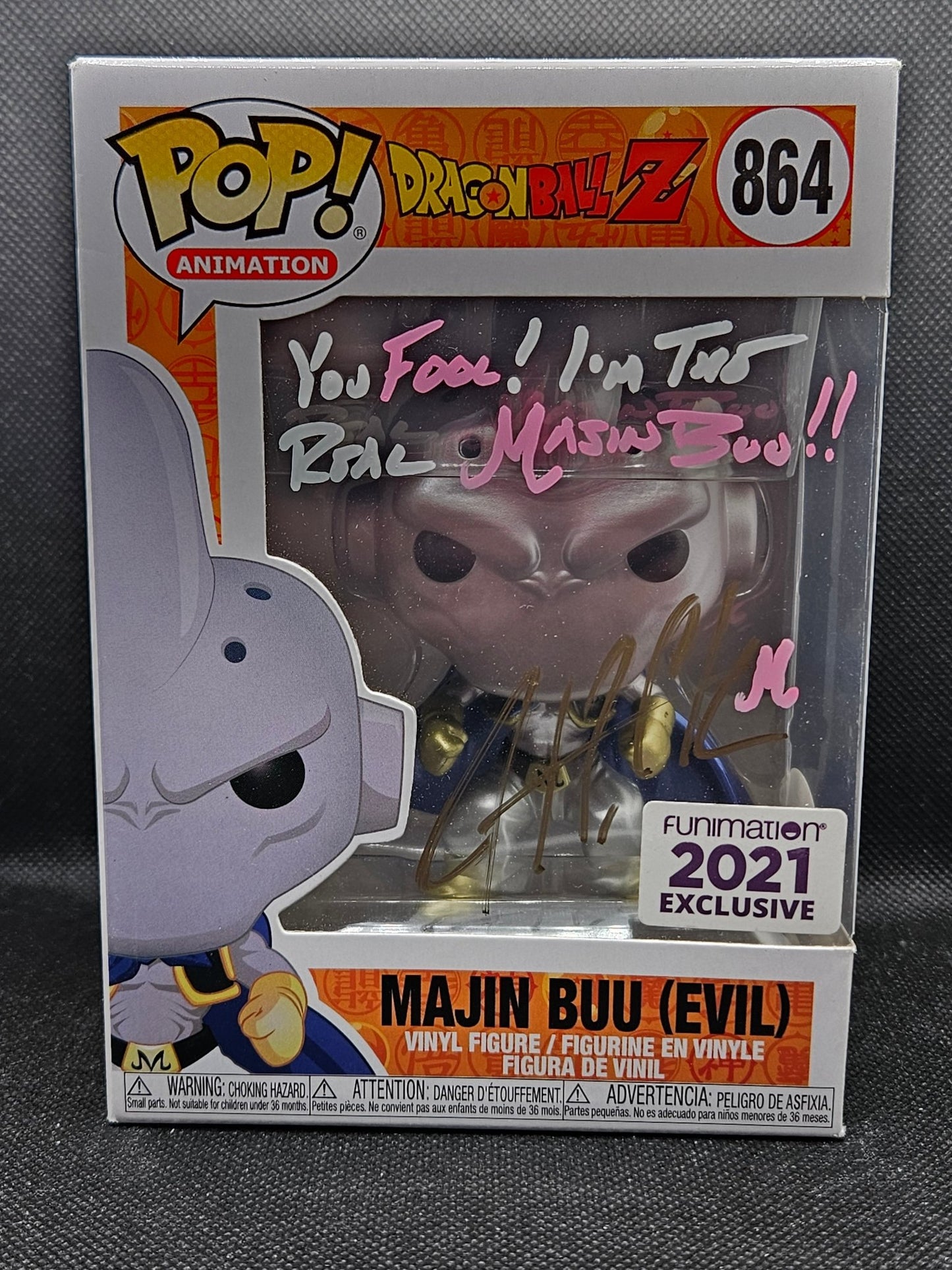 Funko Pop Anime Majin Buu (Evil) 864 Funimation 2021 Exclusive Signed By Justin Cook With JSA - NERD BLVD