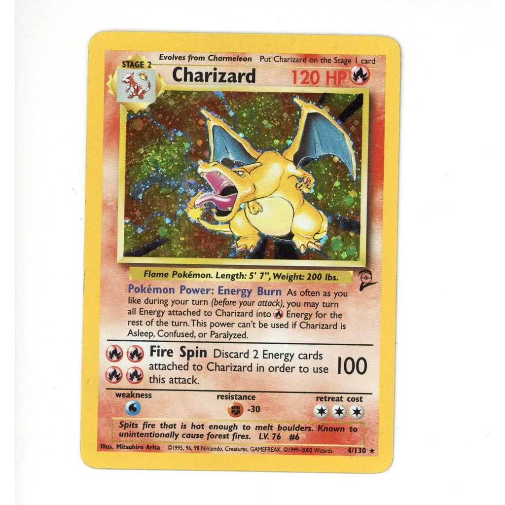 Pokemon Card: Charizard Set 2 Holo "Swirl" #4/130 Pokemon (TCG)