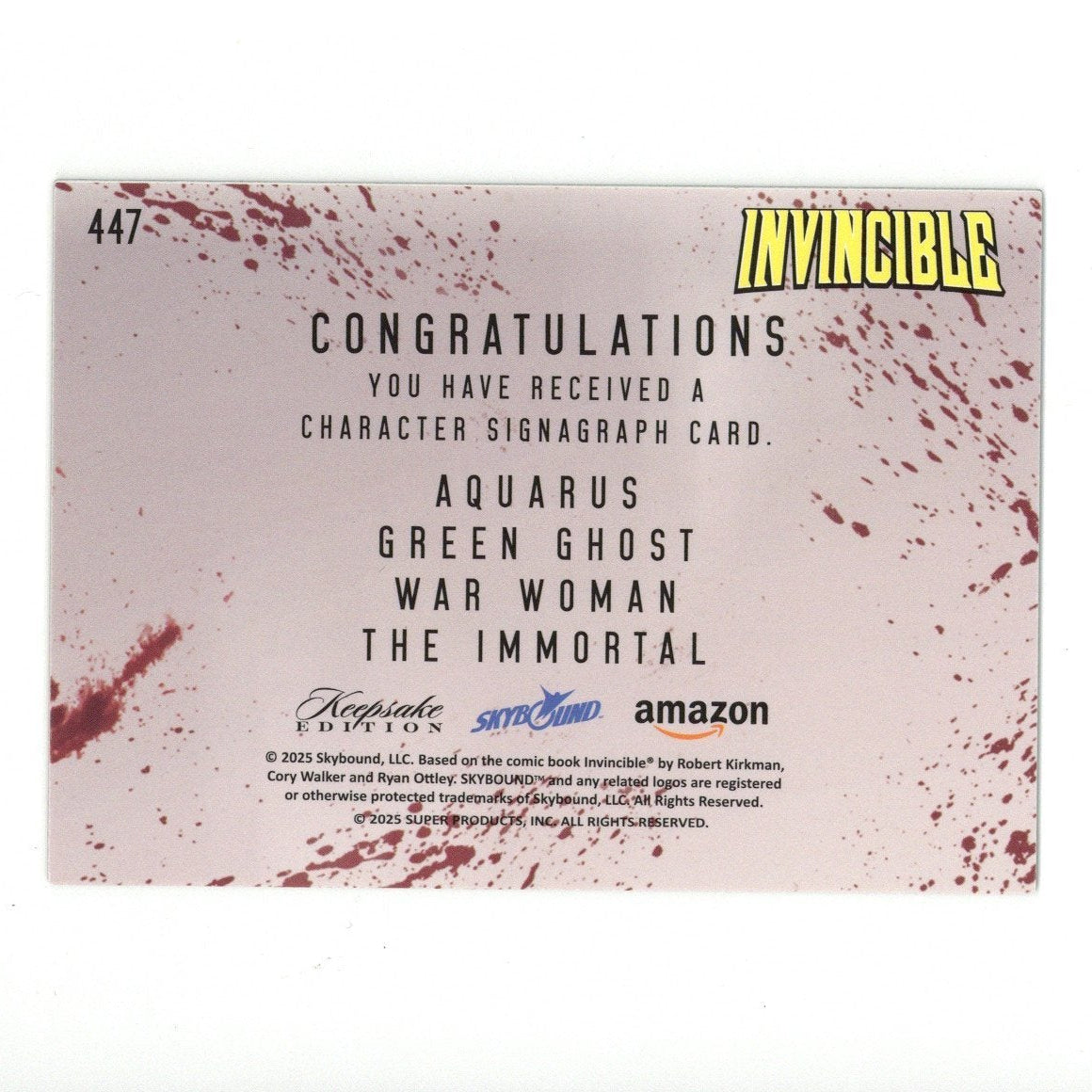 Invincible Quad Character Laser Signagraph 447 Keepsake Edition Skybound Card #19/25