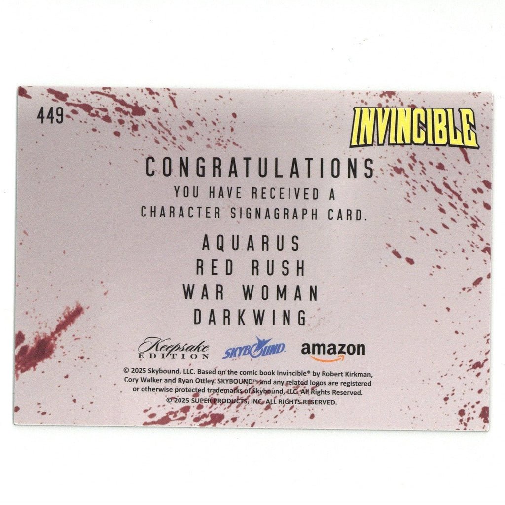 Invincible Quad Character Laser Signagraph 449 Keepsake Edition Skybound Card #09/23