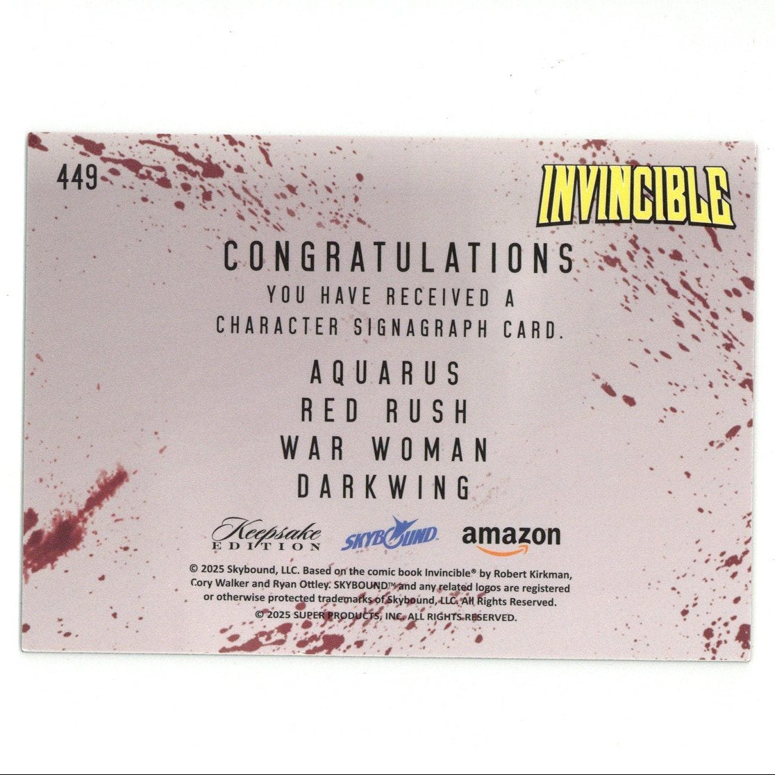 Invincible Quad Character Laser Signagraph 449 Keepsake Edition Skybound Card #09/23