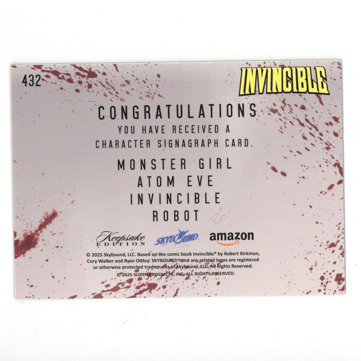 Invincible Quad Character Laser Signagraph 432 Keepsake Edition Skybound Card 03/23