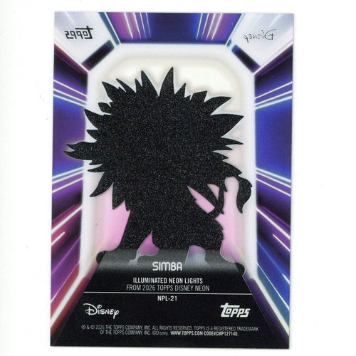 2026 Topps Disney Neon #NPL-21 Simba Illuminated Neon Lights Acetate Insert