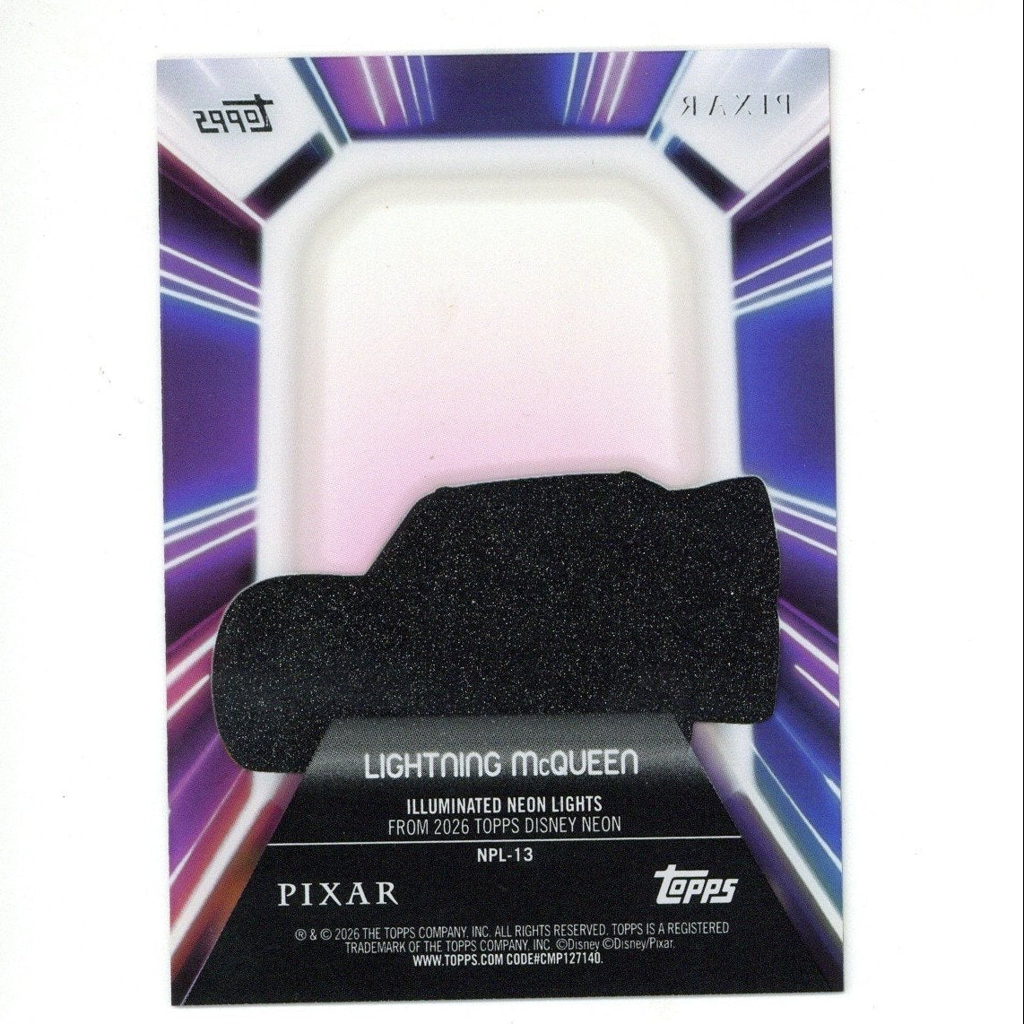 2026 Topps Disney Neon #NPL-13 Lightning Mcqueen Illuminated Neon Lights Acetate Insert