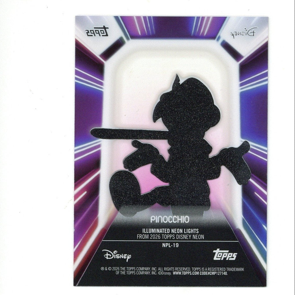 2026 Topps Disney Neon #NPL-19 Pinocchio Illuminated Neon Lights Acetate Insert