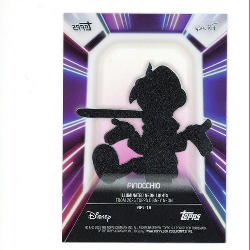 2026 Topps Disney Neon #NPL-19 Pinocchio Illuminated Neon Lights Acetate Insert
