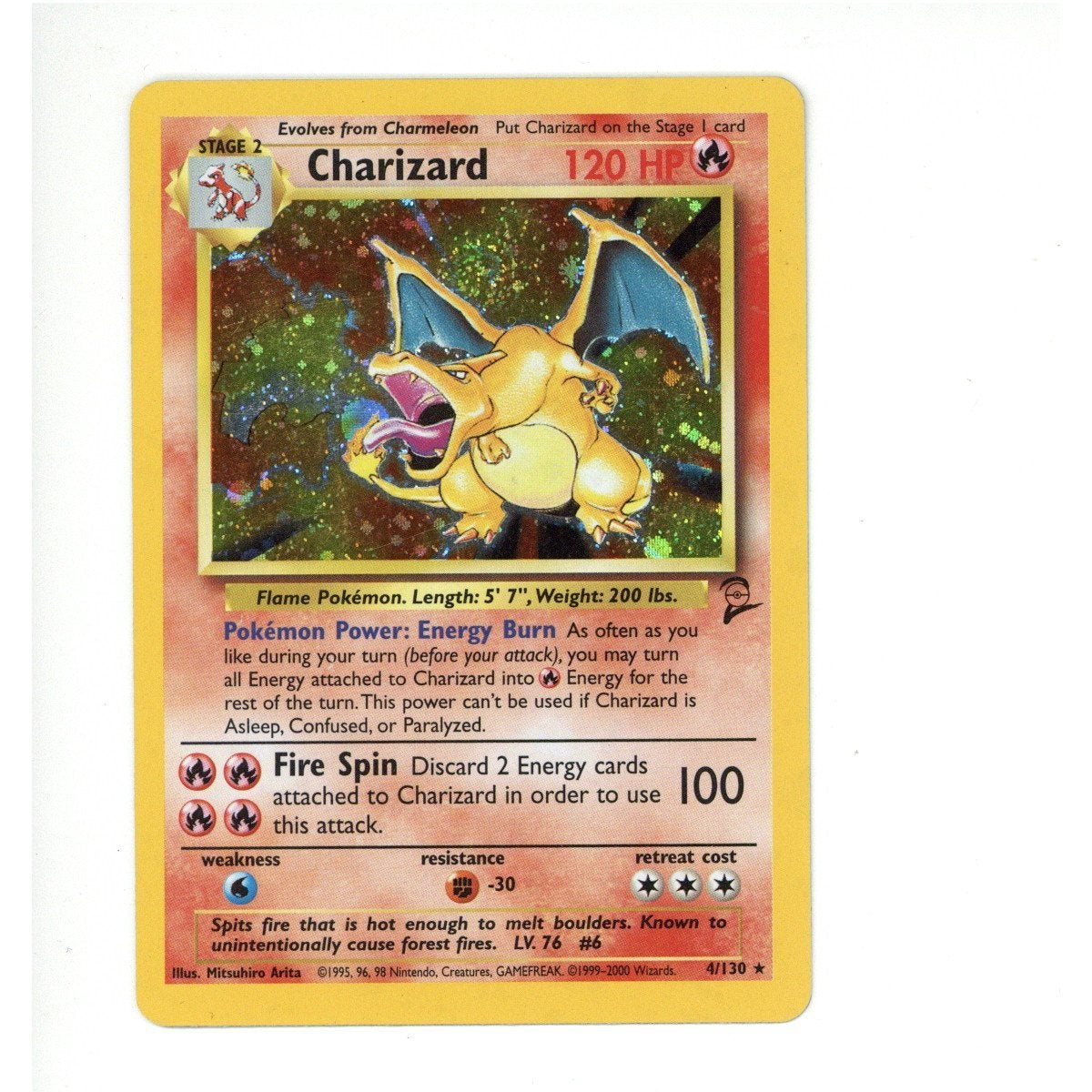 Pokemon Card: Charizard Set 2 Holo "Swirl" #4/130 Pokemon (TCG)
